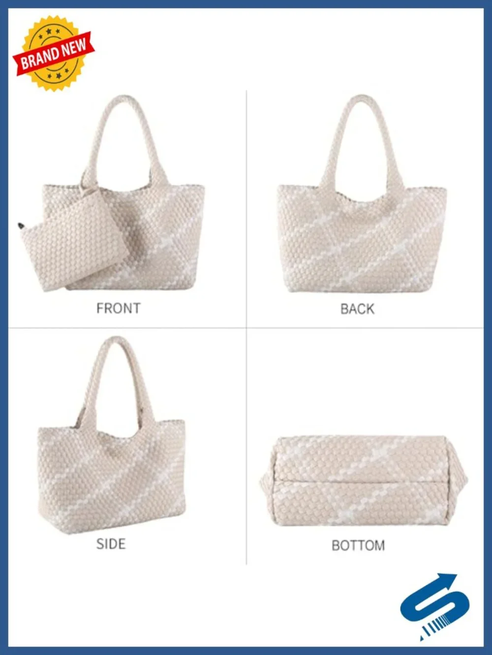 Woven Vegan Leather Tote Bag | Handmade Summer Travel Purse